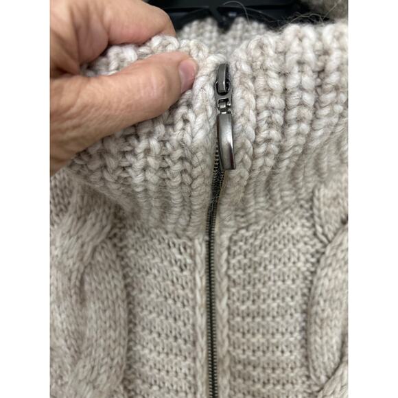 Elsamanda Anthropologie Beige Cable Knit Full Zip Alpaca Wool Sweater Vest Lrg - Picture 9 of 14